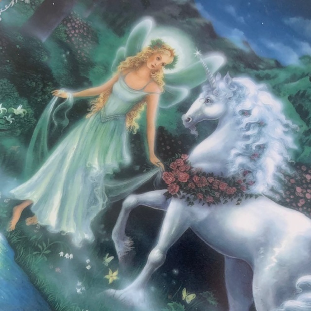 Fairy Unicorn Fantasy Collector Plate Enchanted Forest Whimsical Decor COA